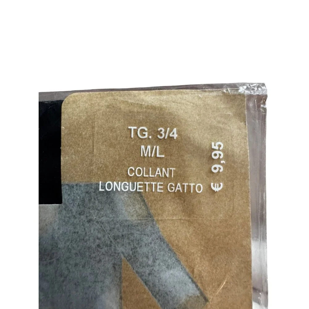 Black Calzedonia Collant‎ Moda Nero Fashion Tights W/ Lycra M/L Italy Pantyhose